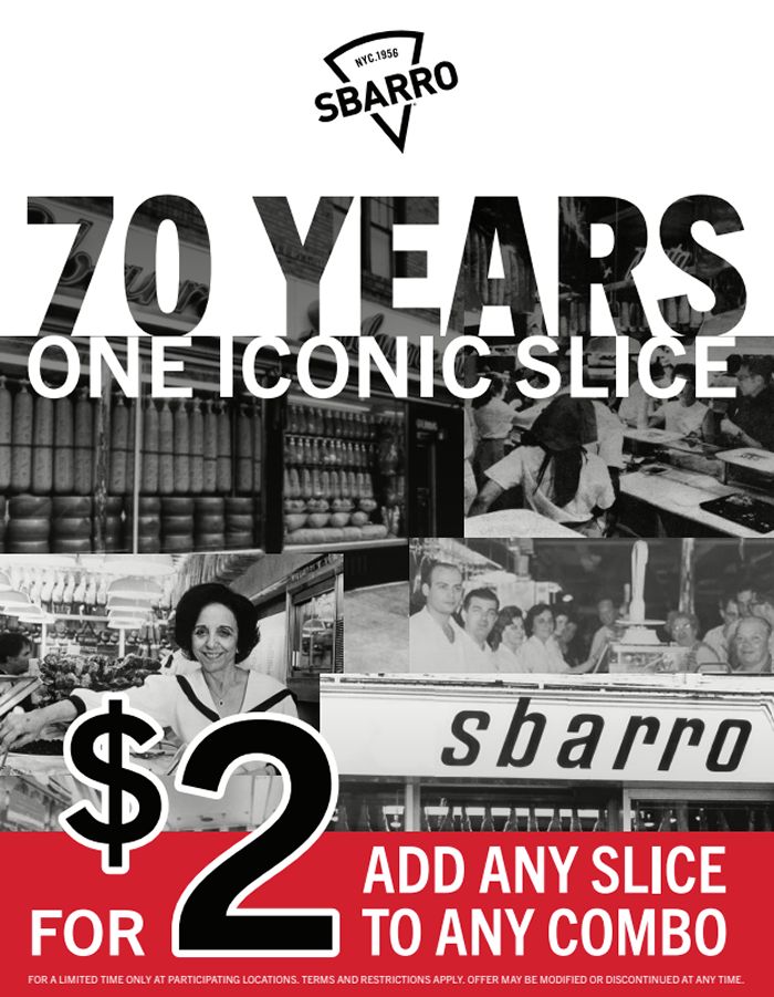 Sbarro Celebrates 70 Years as the Global Leader in XL New York Pizza-by-the-Slice Sbarro Celebrates 70 Years as the Global Leader in XL New York Pizza-by-the-Slice
